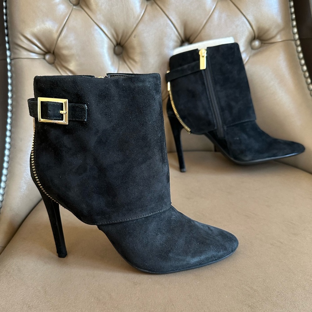 Jessica Simpson Lux Black Leather Suede Boots
